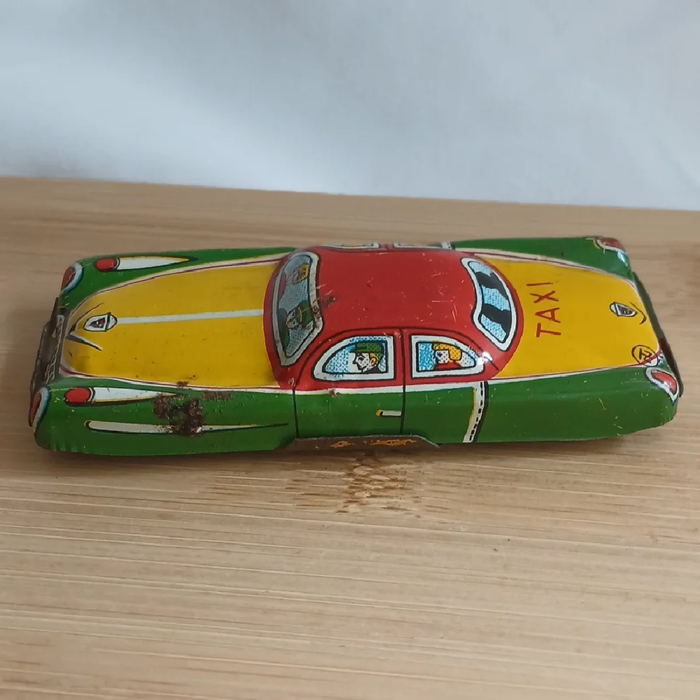 Vintage Tin Toy Taxi Car 1950's
